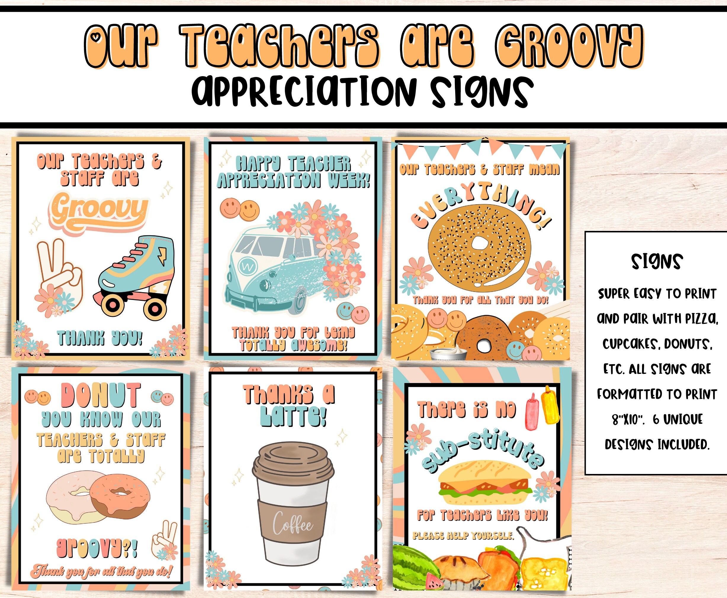 Groovy Teachers Appreciation Week Kit Teacher Appreciation Etsy