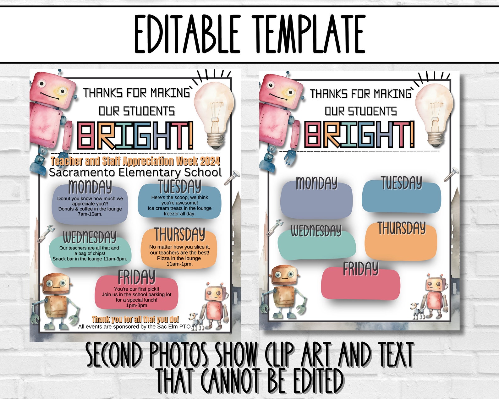 Robot Teacher Appreciation Week Itinerary & Printable Bundle | Bright ...