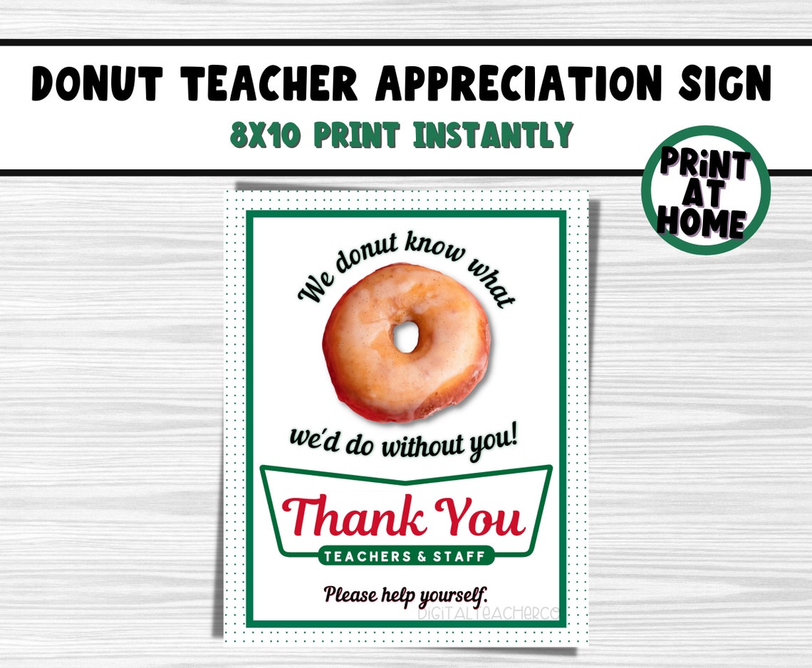 Krispy Kreme Donut Inspired Teacher & Staff Appreciation Sign Etsy