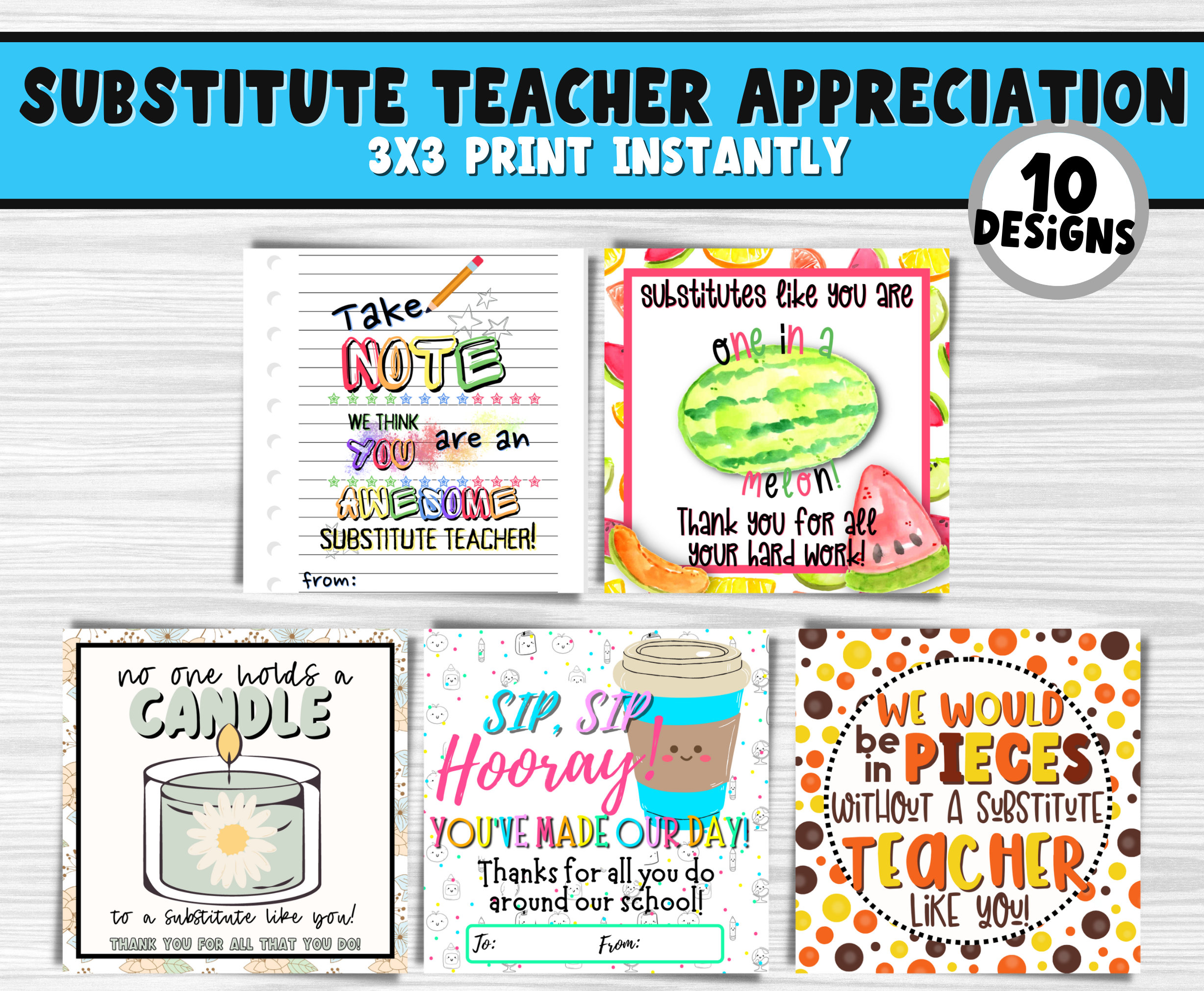 Substitute Teacher Appreciation Printable Gift Tags National Substitute