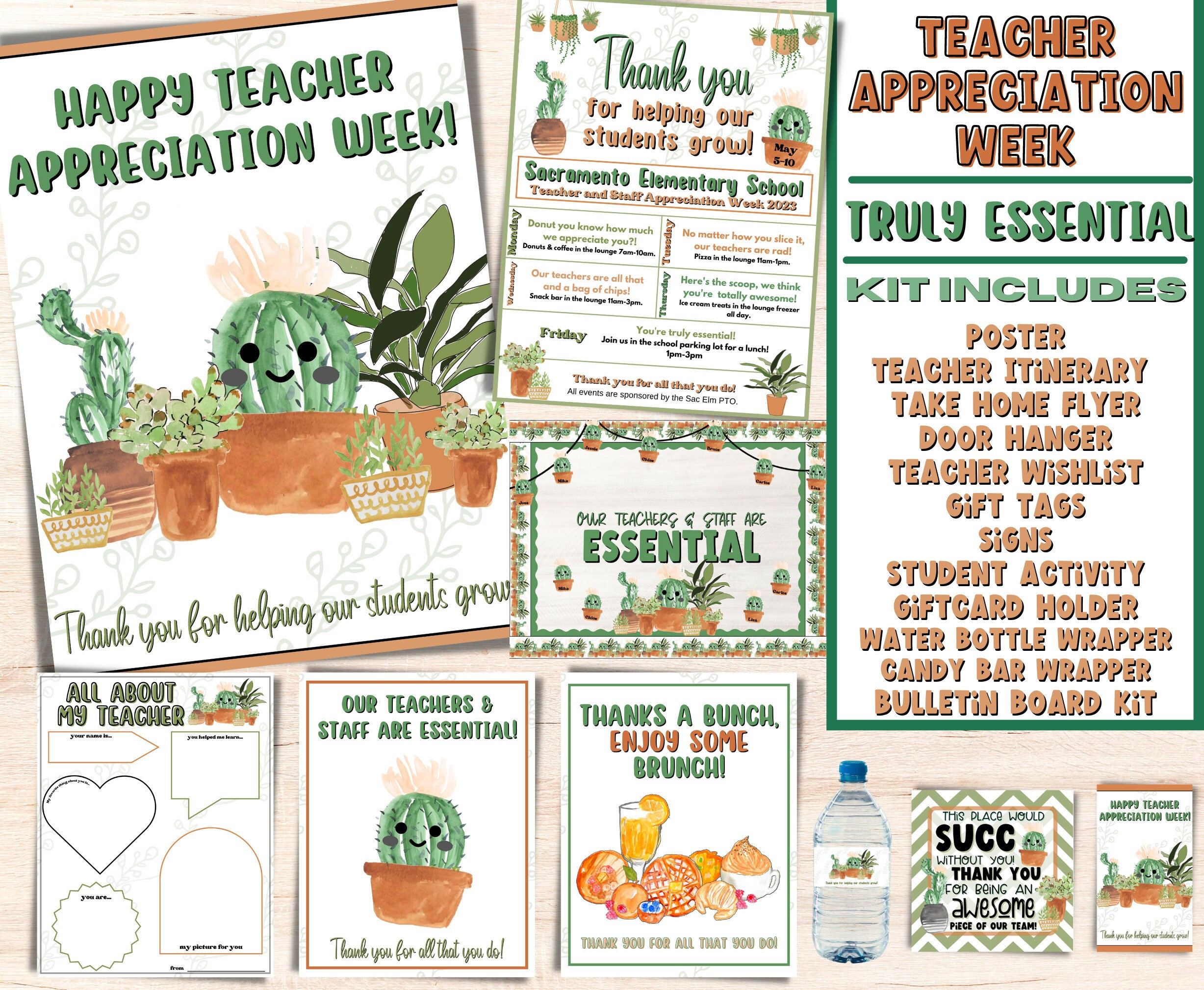 Plant Theme Help Me Grow Teacher Appreciation Week Printable Editable ...