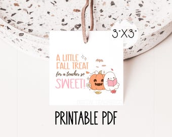 Etiqueta de regalo imprimible para maestros con motivo de otoño / Recuerdo de Halloween para el aula / Descarga instantánea / Regalo de agradecimiento para maestros DIY
