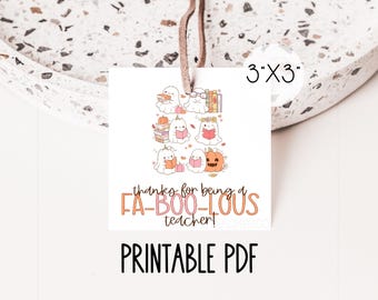 Etiqueta de regalo imprimible para maestros Boo TREAT / Recuerdo de Halloween para el aula / Descarga instantánea / Regalo de agradecimiento para maestros DIY