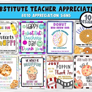 Substitute Teacher and Appreciation Sign Bundle | Thank a Substitute Teacher | Substitute Teacher Appreciation Team Gift Ideas