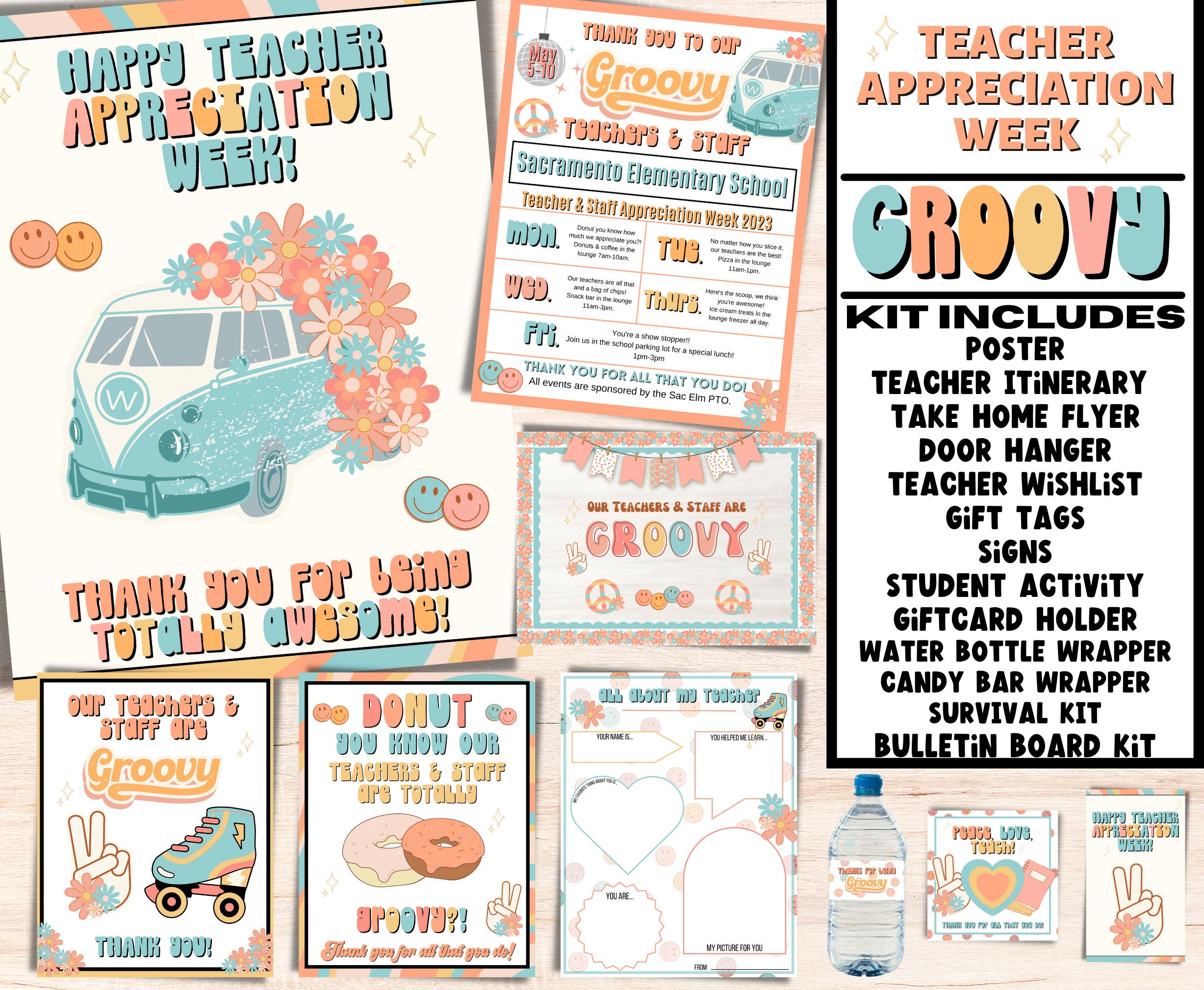 Groovy Teachers Appreciation Week Kit Teacher (Download Now) Etsy