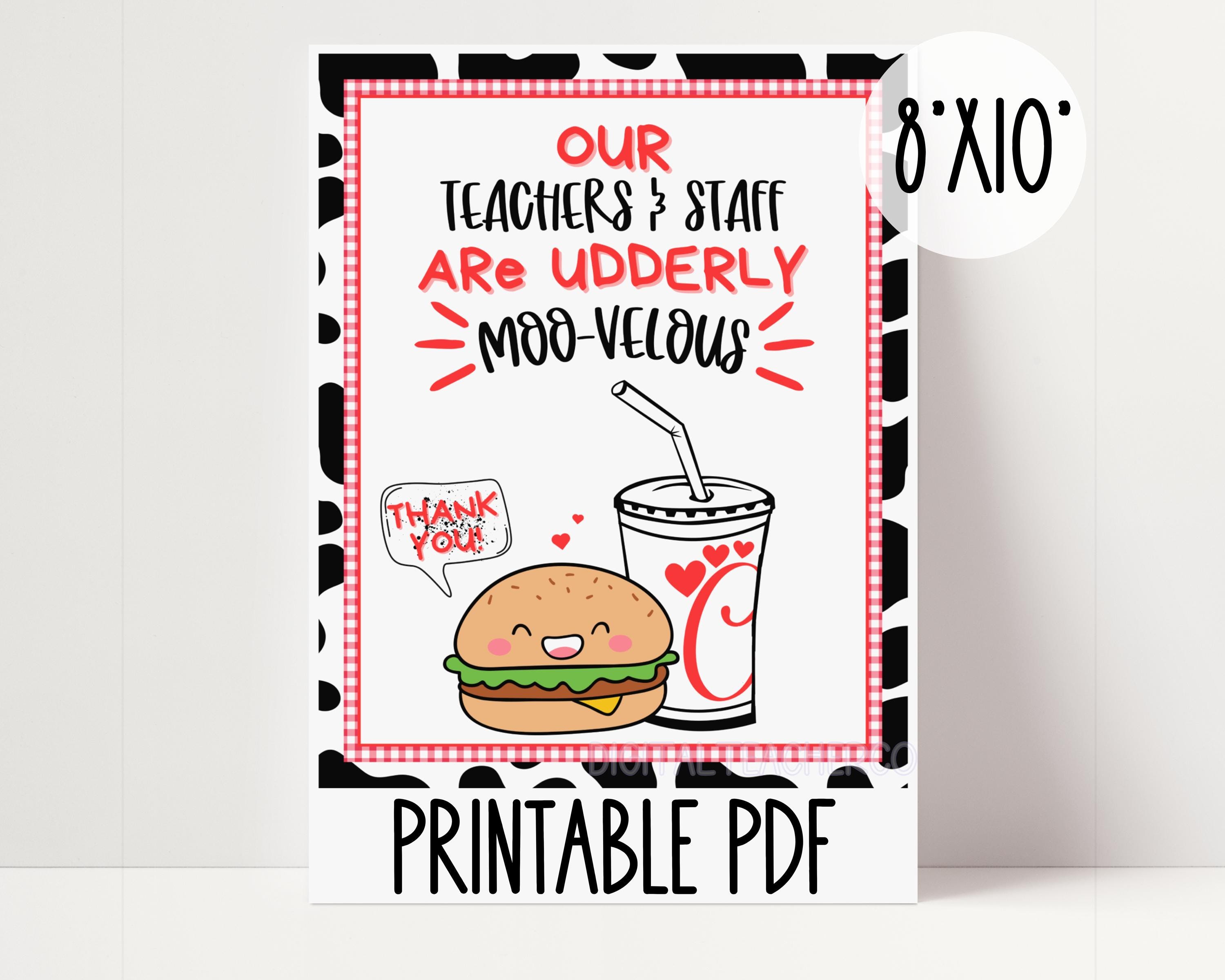 Cute Food Teacher Appreciation Sign 8"x10" | Instant Download | Thank a ...