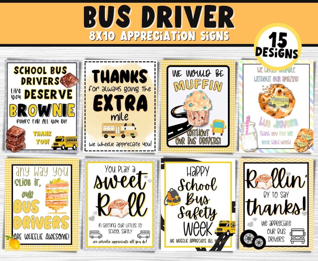 Bus Driver Appreciation Sign Bundle Bus Driver Safety Week Muffin