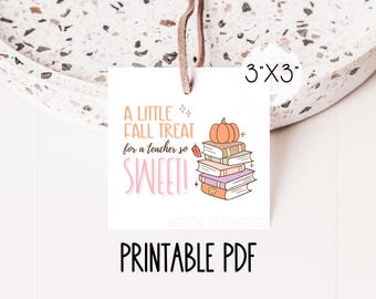 Etiqueta de regalo imprimible para maestros con motivo de otoño / Recuerdo de Halloween para el aula / Descarga instantánea / Regalo de agradecimiento para maestros DIY