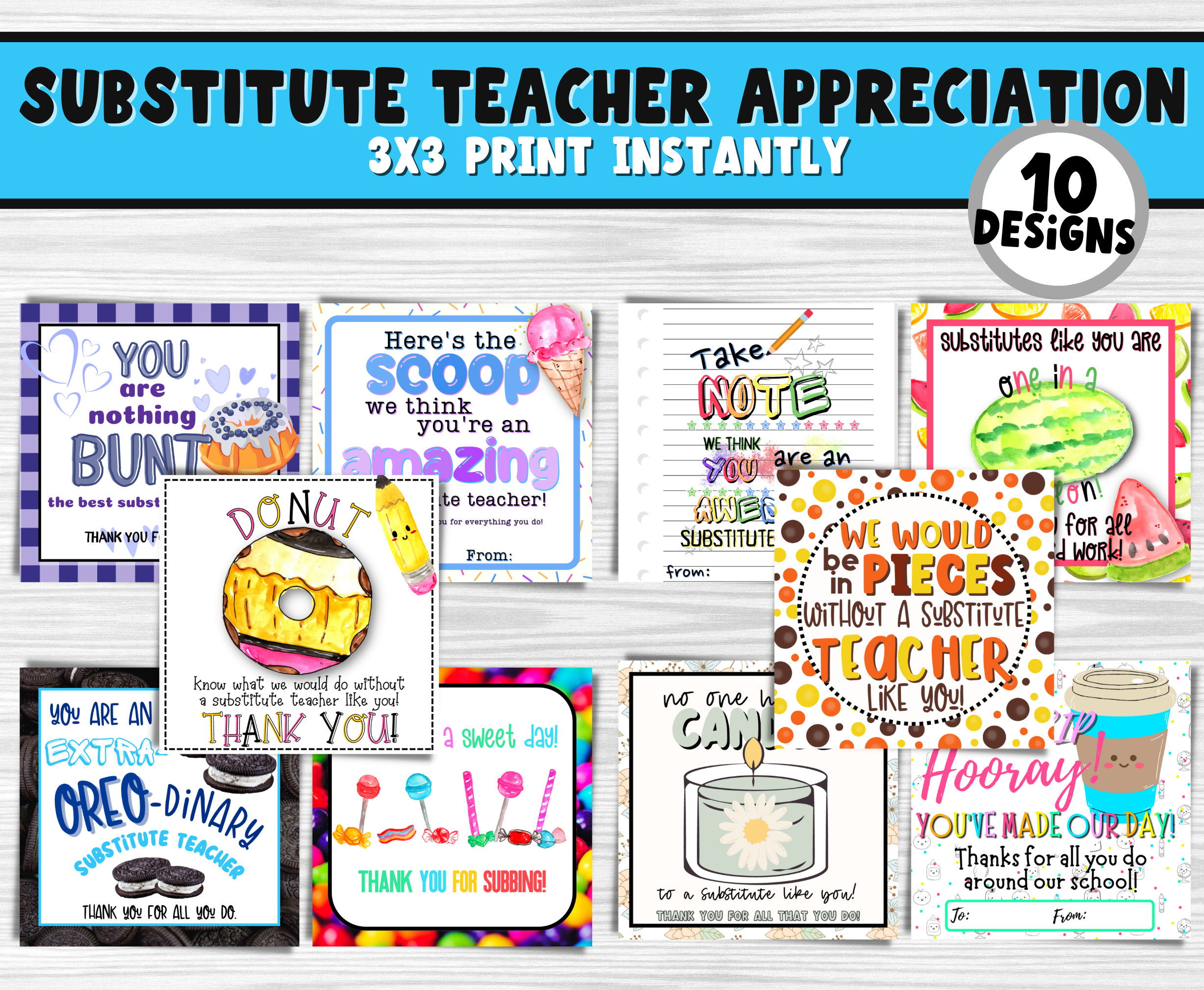 Substitute Teacher Appreciation Printable Gift Tags National Substitute
