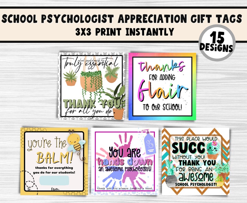 School Psychology Appreciation Printable Gift Tags National School