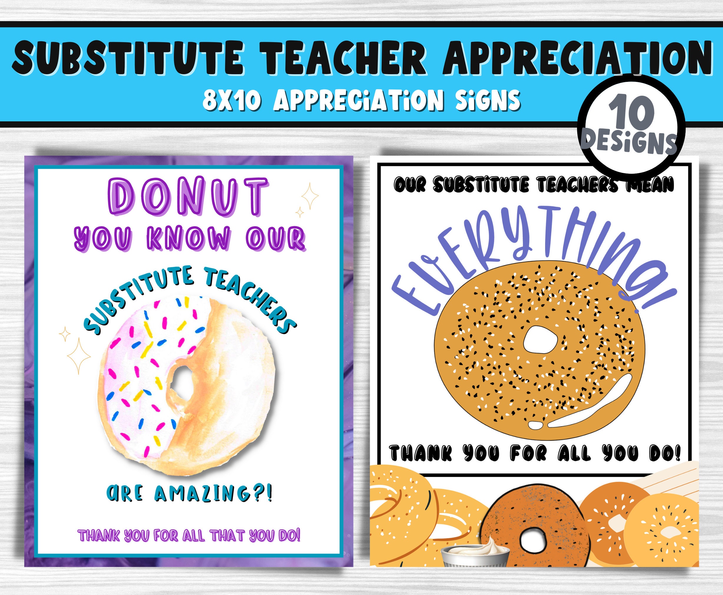 Substitute Teacher and Appreciation Sign Bundle Thank a Substitute