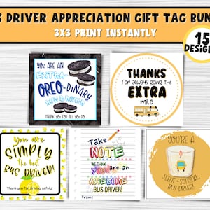 BUS DRIVER Safety Week | Appreciation Gift Tag Bundle | Coffee, Snack, Donut & More! | Printable Tags for Bus Driver