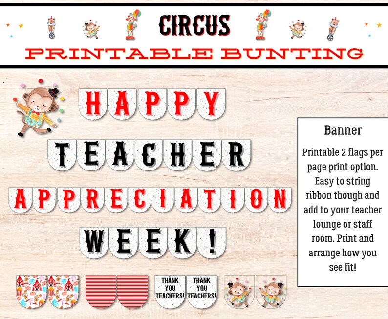 Circus Teacher Appreciation Week Printable Editable Themed Etsy