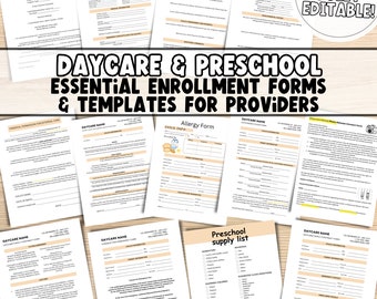 EDITABLE Essential Enrollment Daycare Forms and Templates | Preschool Forms and Templates | Printable Daycare Forms | Daycare Binder DIY