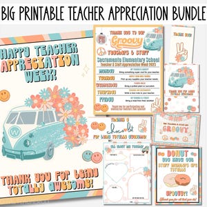 Groovy Teachers Appreciation Week Kit | Teacher Appreciation Week Itinerary | Retro Teachers Theme | DIY Schedule of Events Editable Flyer