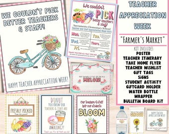 Bauernmarkt Thema Lehrer Wertschätzung Woche druckbare bearbeitbare Bündel | Flyer, Poster, Schilder, Geschenkanhänger & Vorlagen | SOFORTIGER DOWNLOAD