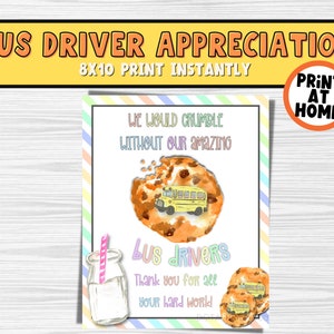 SCHOOL BUS DRIVER Appreciation Cookie Sign | Bus Driver Safety Week | Printable Sign for Bus Driver