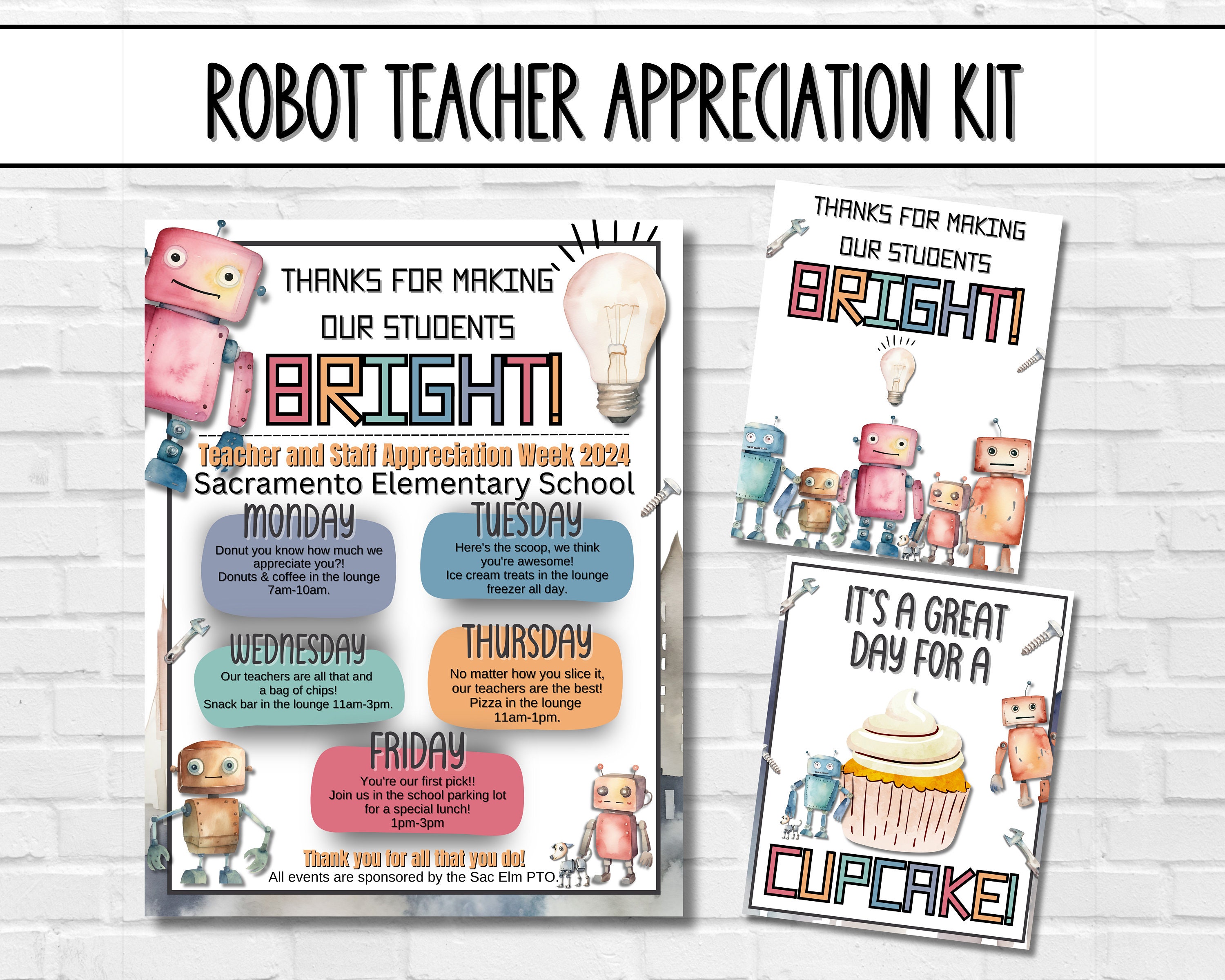 Robot Teacher Appreciation Week Itinerary & Printable Bundle | Bright ...