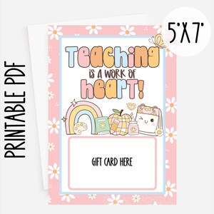 Sweet Teacher Gift Card Printable | Teacher Appreciation Instant Download | End of School Year Thank You Card | PDF Download