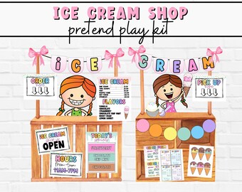 Pretend Play Ice Cream Shop Kit for Preschool | Dramatic Play Printable Kit | Imaginative Play | Homeschool Activities | Pre-K Sensory Play