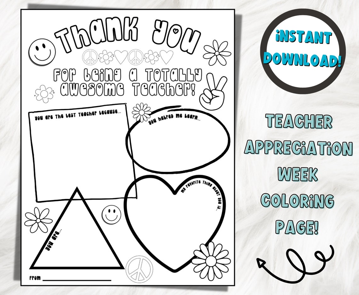Teacher Appreciation Week Printable Coloring Page Teacher Worksheet