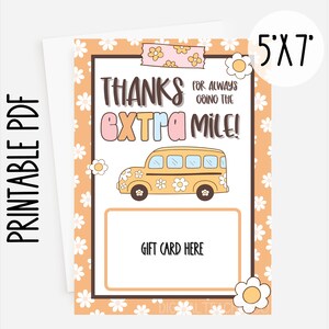 Bus Driver Appreciation Gift Card Printable | End of School Year Thank You Card | School Bus Driver Gift | PDF Download | Bus Driver DIY