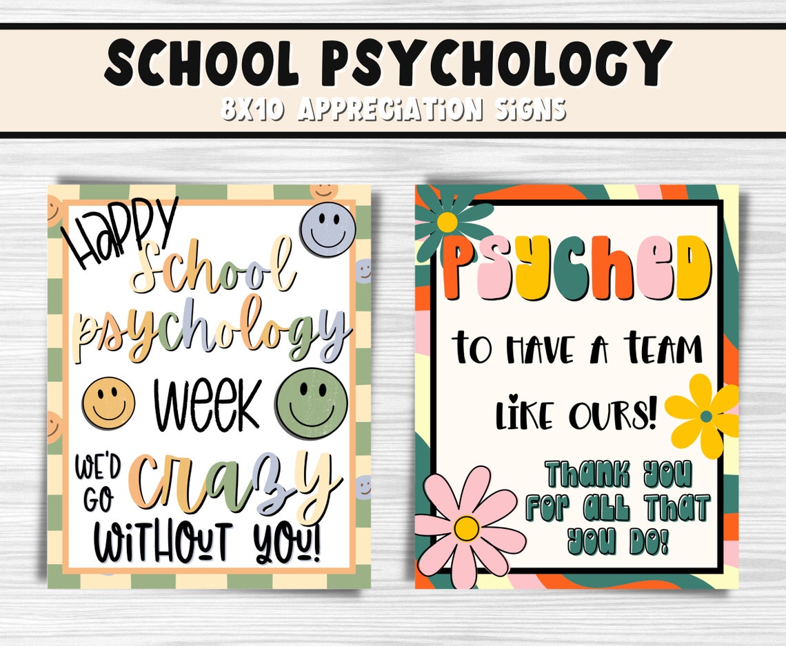 School Psychology Appreciation Printable Signs National School