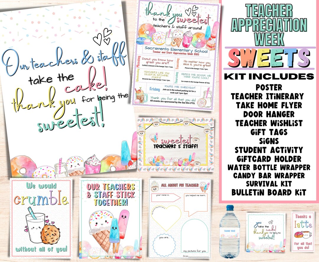 Sweet Treat Themed Teacher Appreciation Week Itinerary & Printable ...