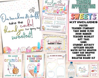 Sweet Treat Themed Teacher Appreciation Week Itinerary & Printable Bundle | Sweet Teachers Theme | DIY Schedule of Events Editable Flyer