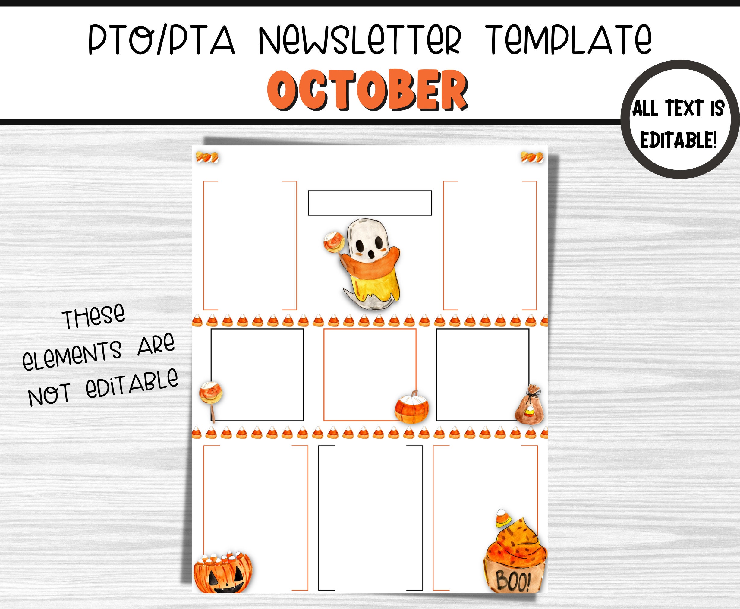 October PTO/PTA Newsletter EDITABLE Template for School. Parent Teacher ...