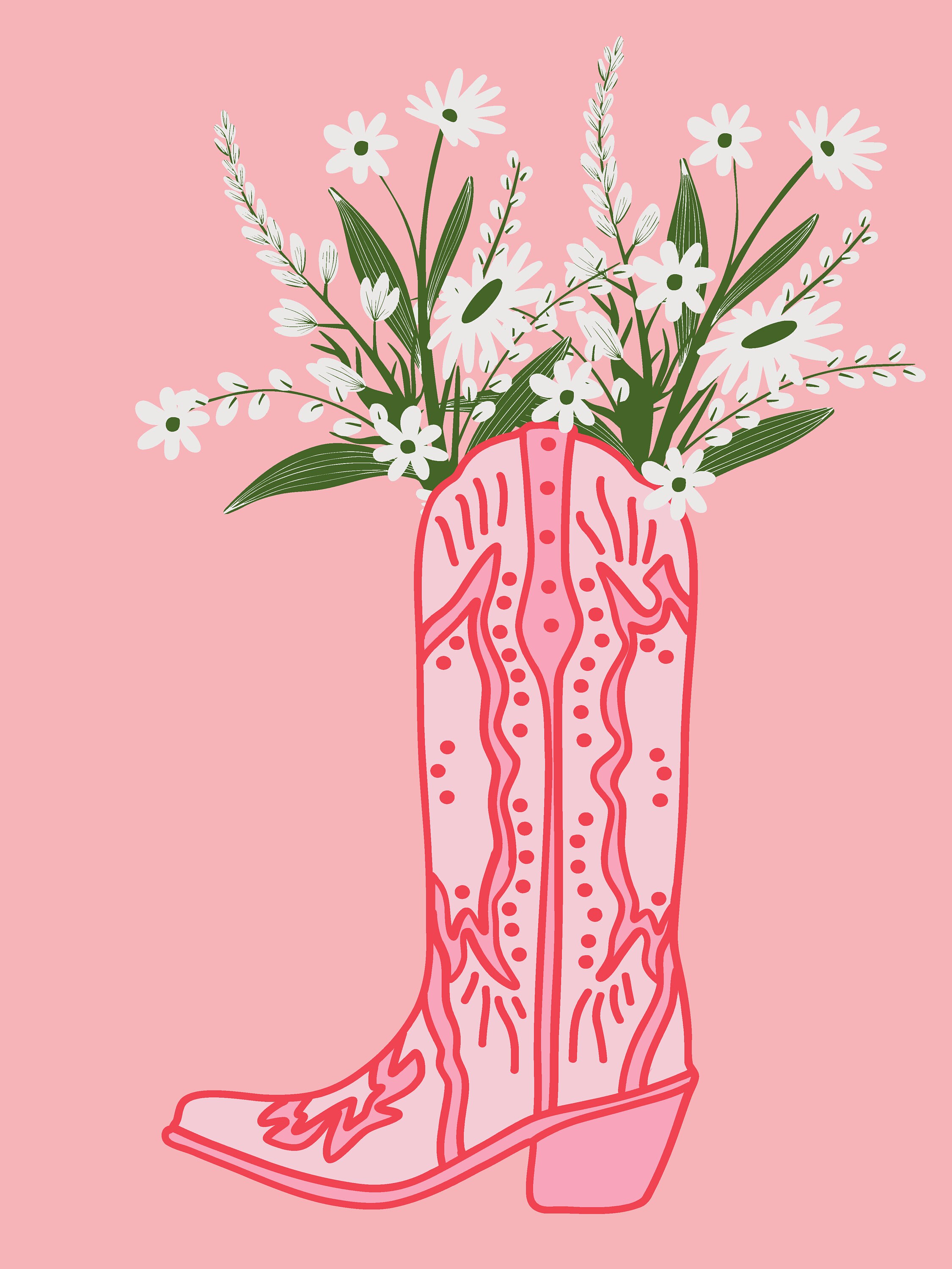 Cowboy Boot Flower Vase Poster Etsy