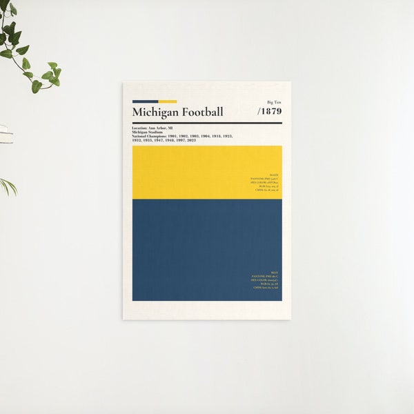The University of Michigan Football Art - CFB Poster - Downloadable Wall Art - College Football Print