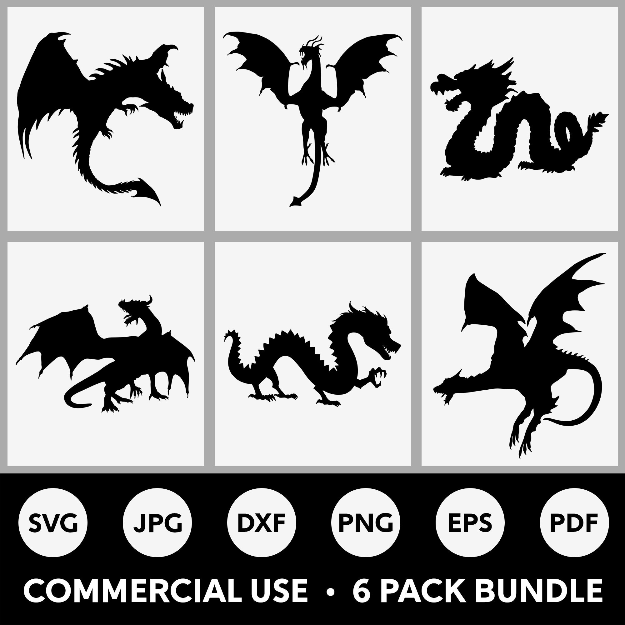 Dragon SVG Bundle, Dragon Cut File for Cricut, Dragon Silhouette, PNG ...