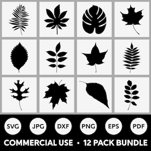 Leaf SVG Bundle, Leaves Cut File for Cricut, Leaf Silhouette, PNG, DXF