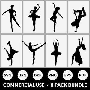 Dancer SVG Bundle, Dancing Cut File for Cricut, Dancers Silhouette, PNG, DXF