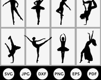 Dancer SVG Bundle, Dancing Cut File for Cricut, Dancers Silhouette, PNG, DXF