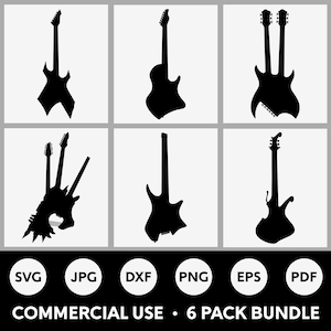 Aangepaste gitaar SVG bundel, gitaren clip art bestand, gitaar silhouet, PNG, DXF
