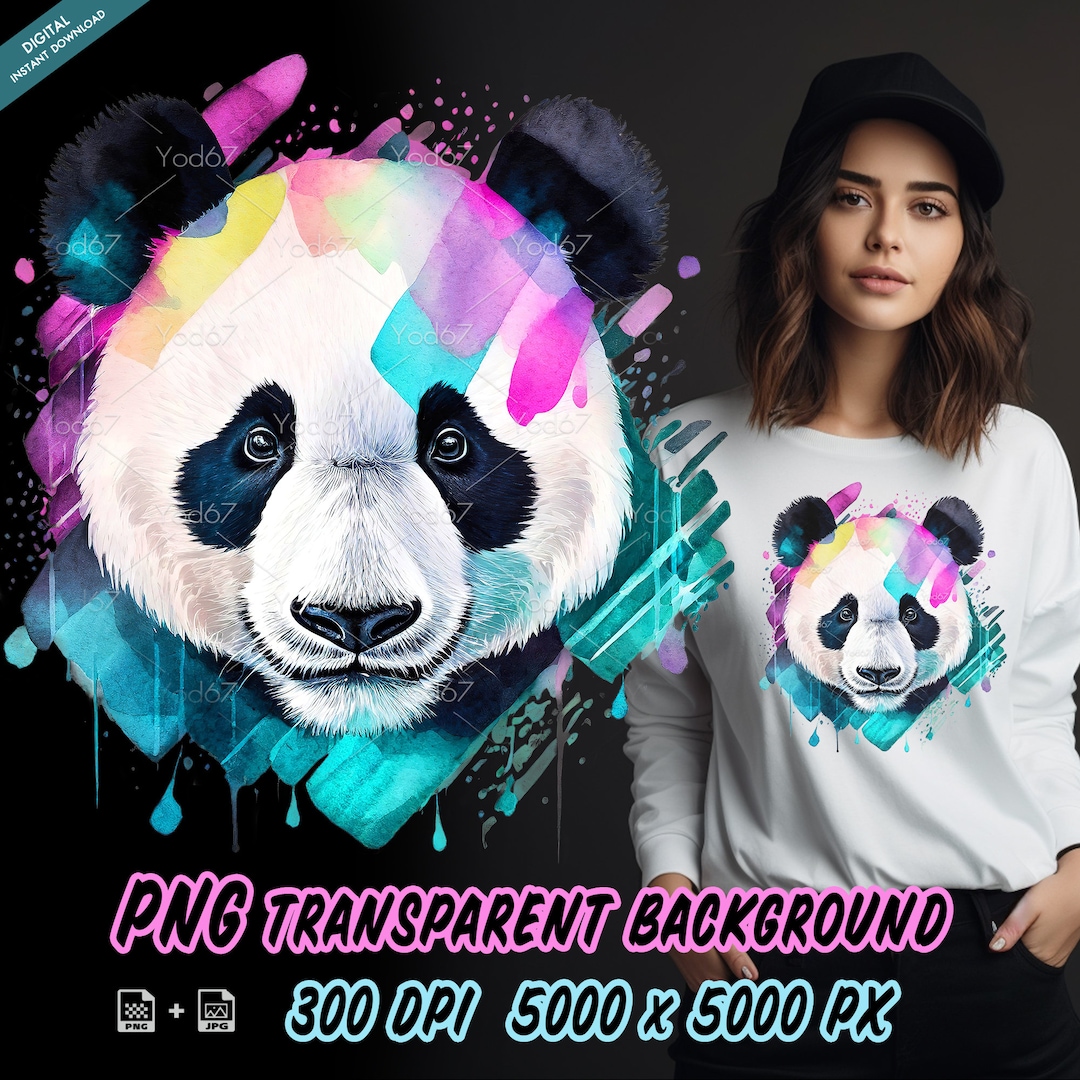Panda Clipart for Sublimation Printing, Panda T-shirt Design Clipart ...