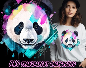 Panda Clipart for Sublimation Printing, Panda T-shirt Design Clipart, DTF DTG Printing, Panda head PNG, Kids shirt png, Cute Panda Png. Art.