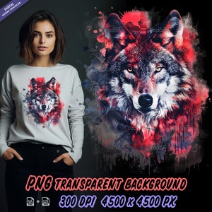 Wolf Png File, Wolf head for Sublimation Printing, Wolf T-shirt Design Clipart, DTG Printing, DTF Transfer, Sublimation designs, Wildlife.