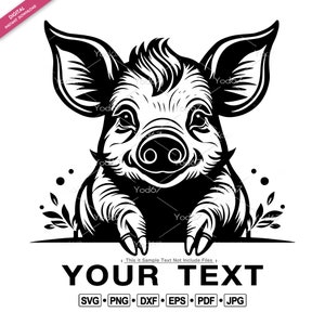 Piglet SVG, Baby Pig, Svg Cut File for Cricut, Piglet Silhouette, Piglet Vector Clipart Design PNG EPS Dxf Pdf, Farm animal, Pig Sublimation