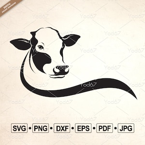 Kuh SVG, Kuh Png, SVG-Dateien für Cricut, Kuh Lasergravur, Kuh Kopf DXF, Tiere auf dem Bauernhof, Kuh Design Clipart Vektor, SVG-Schnittdatei, Cnc-Fräser