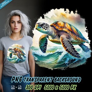 Sea Turtle Clipart, Sea turtle for Sublimation Printing, Sea Turtle T-shirt Design Clipart, DTF DTG Printing, Turtle PNG file, Reptile Png.