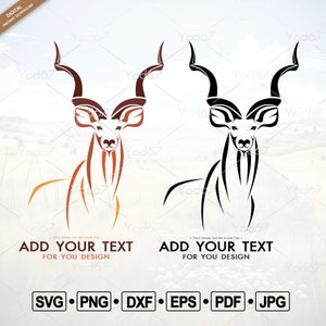 Maior kudu SVG, Arquivos Kudu Png, Kudu Cricut, Kudu Head Svg, Arquivo de corte Kudu, Design maior kudu, Animais selvagens, Vetor EPS maior de Kudu.