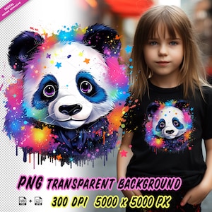 Panda Clipart per stampa a sublimazione, clip art Panda Head T-shirt Design, stampa DTF DTG, Panda head PNG, Animal Png, disegni di camicie.