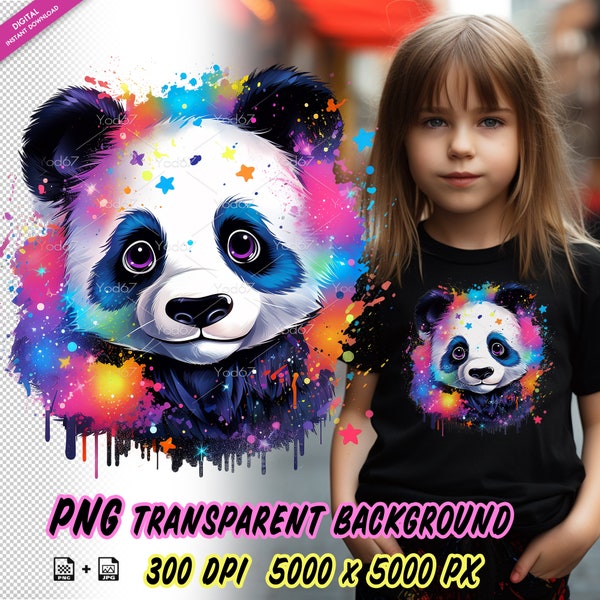 Panda Clipart for Sublimation Printing, Panda Head T-shirt Design clip art, DTF DTG Printing, Panda head PNG, Animal Png, Shirt designs.