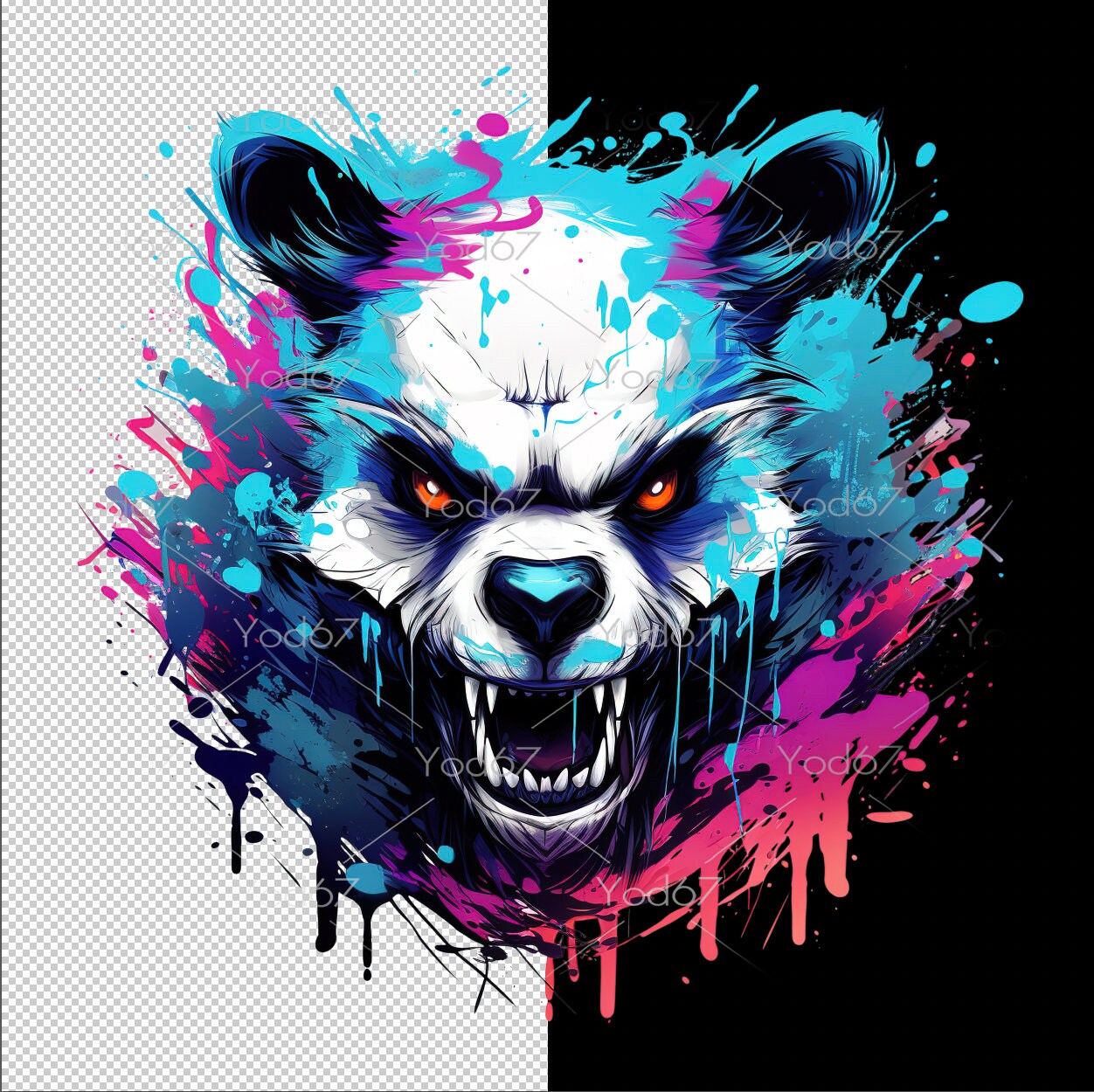 Panda Demon Png for Sublimation Printing, Panda Head T-shirt Design ...