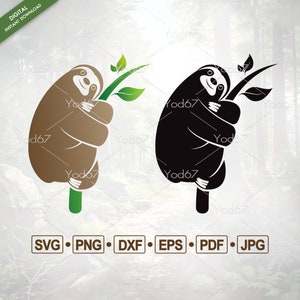 Sloth SVG, Sloth Png, Svg files for cricut, Sloth Silhouette, Cute sloth clipart design, Cnc laser cutting, Sloth Vector, Wildlife Animals.