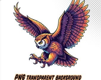Owl spreads its wings PNG for Sublimation Printing, Colorful Barn Owl T-shirt Design Clipart, DTG, DTF Transfer, Transparent Png, Flying owl