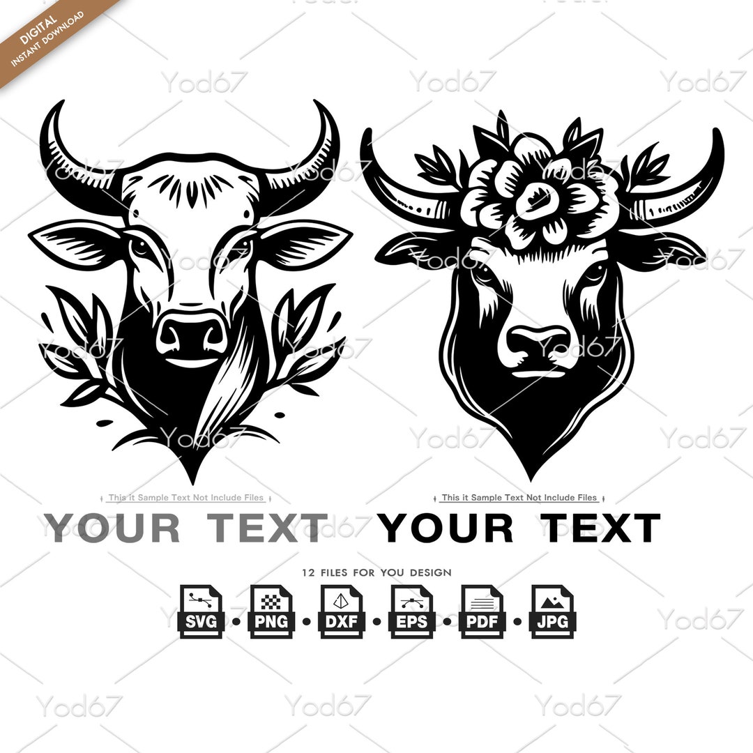Cow Head Decorated With Flowers SVG, Cow Png, Svg Files for Cricut, Cow ...
